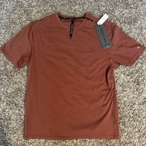 NWT Kenneth Cole Active Tech Men’s L Brown Solid Crew Neck T-Shirt Mountain Clay